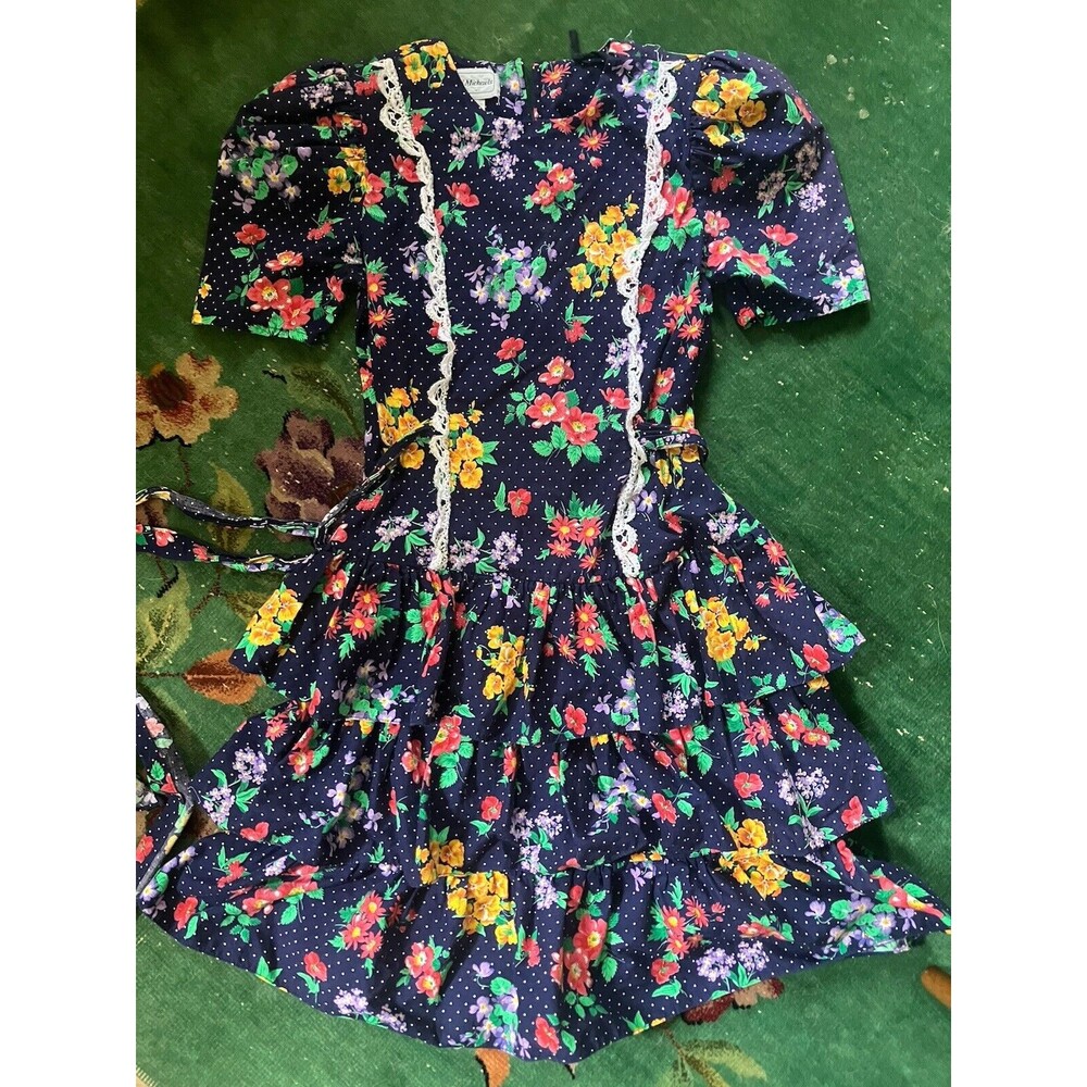 Jodi Michaels Vintage 1980’s Cottagecore Floral Print Collared Cotton Dress sz S